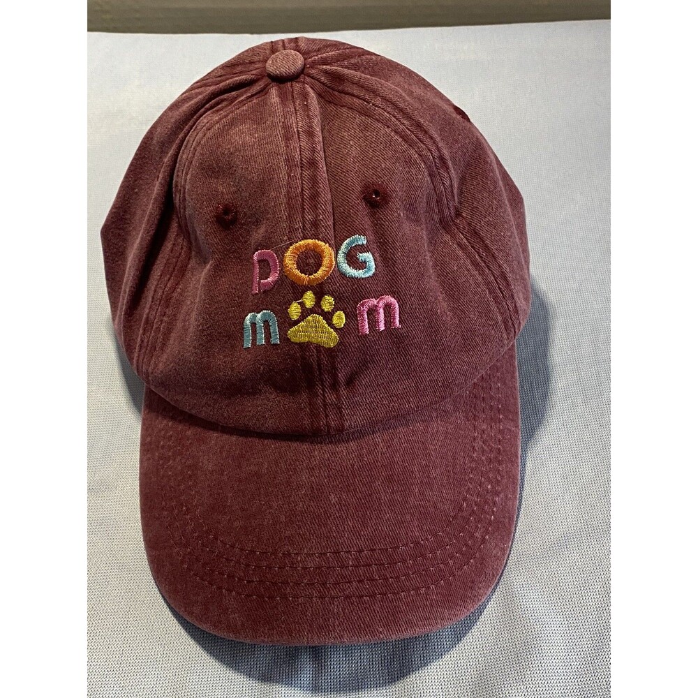 Dog Mom Hat Womens Embroidered Cap Adjustable Cotton Baseball Cap Faded Red